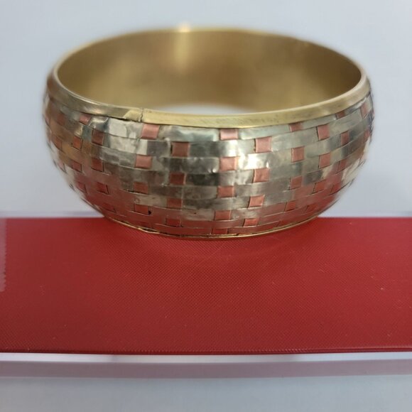 Vintage Mixed Metal Weave Bangle Bracelet - Picture 4 of 7